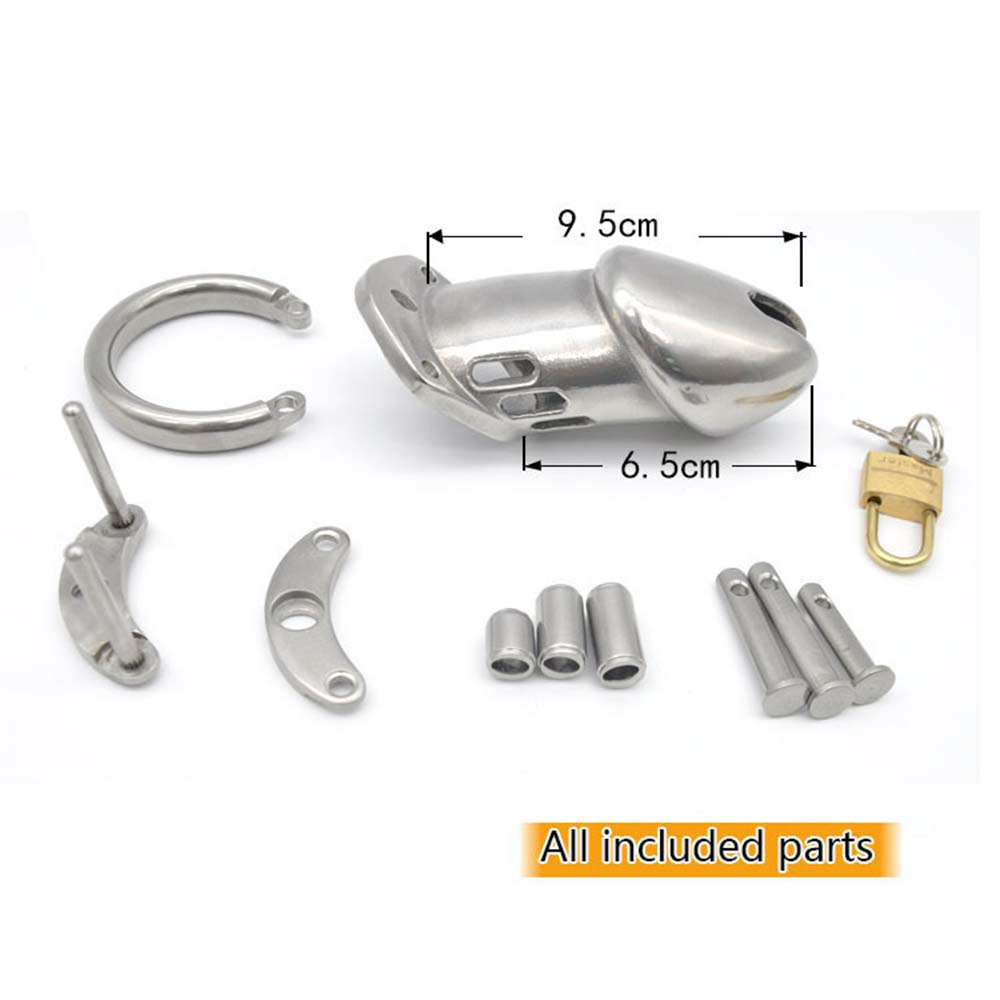 Stainless Steel Men's Long Chastity Cages – product view 2