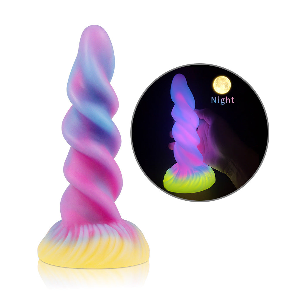 Mixed Color Luminous Spiral Silicone Dildo – product view 2
