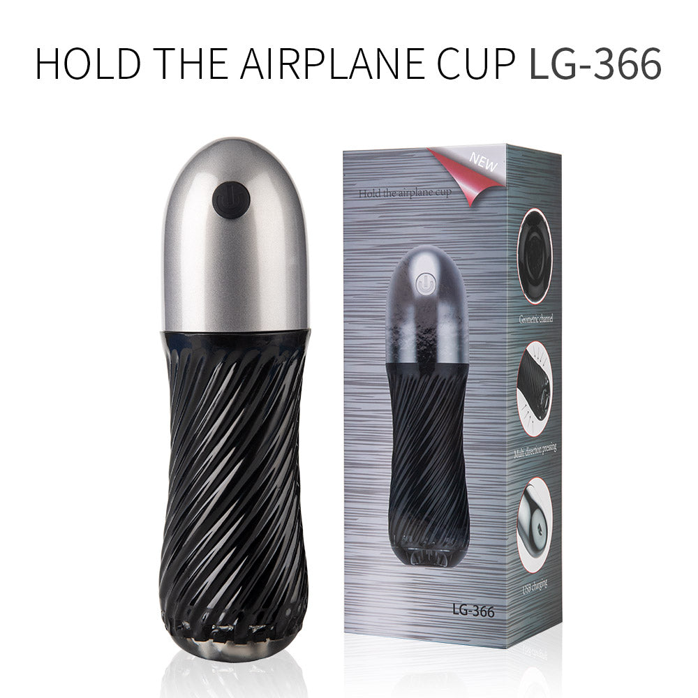 Black Cyclone 10 Vibration Sucking Masturbation Cup Retractable Simulation Touch Spiral Male Stroker – product view 3