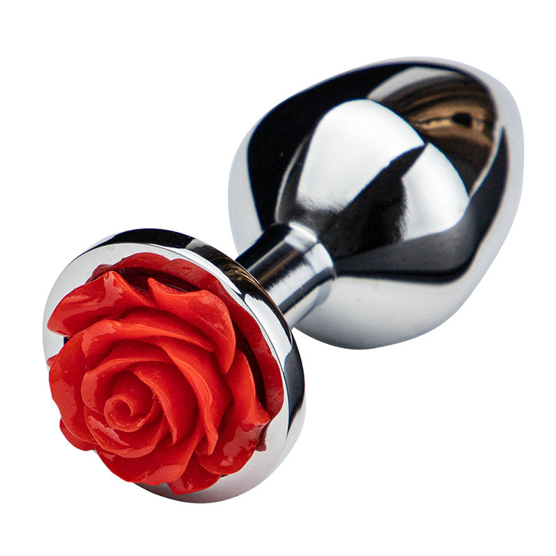 Rose Metal Butt Plug | Silver Small Anal Plug Sex – product view 2