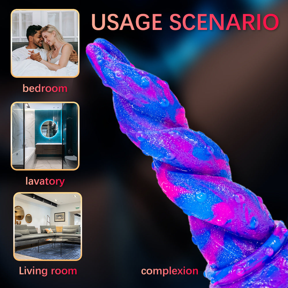 Special Shaped Mixed Color Liquid Silicone Manual Dildo – product view 3