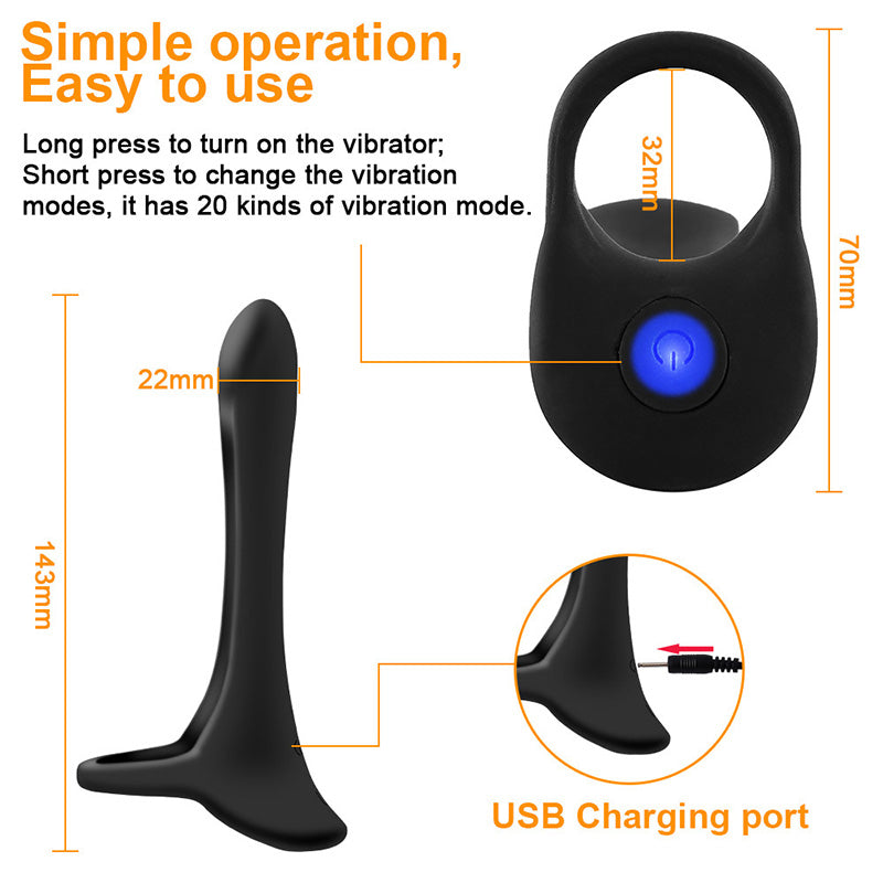 Male Semen Locking Ring Anal Plug Vibrator – product view 8