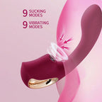 Burgundy Hand-Held Sucking Female Masturbation Vibrator – product view 2