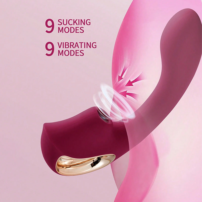Burgundy Hand-Held Sucking Female Masturbation Vibrator – product view 2