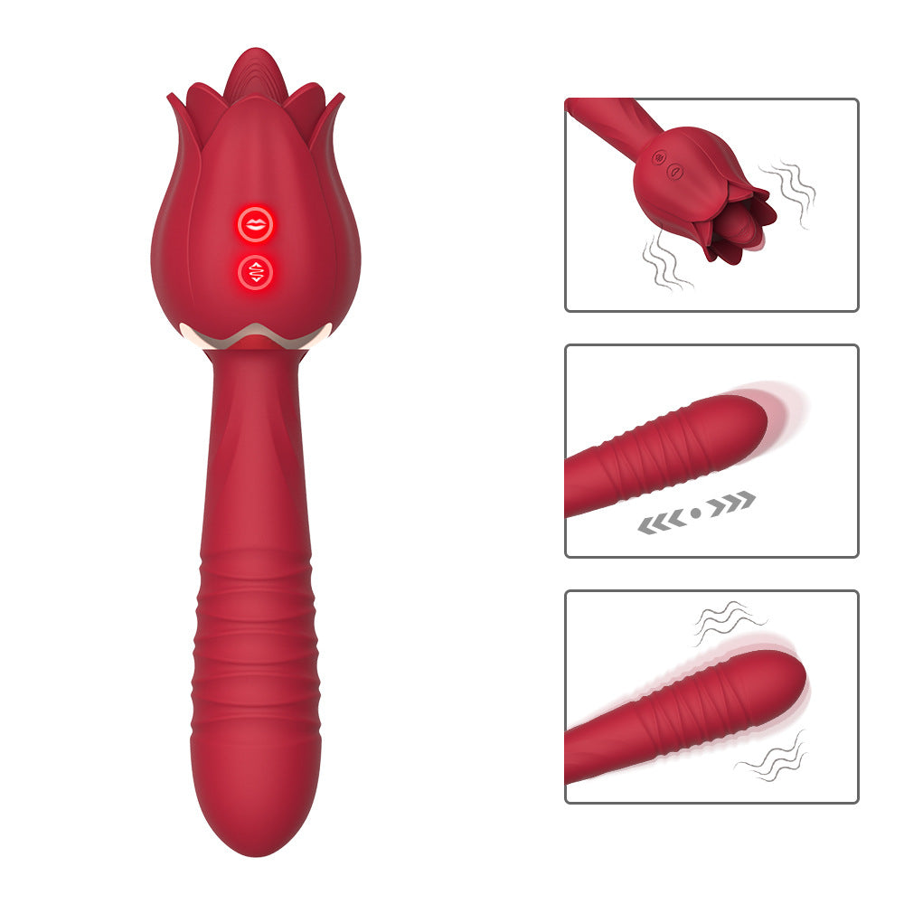 The Rose Vibrator for Women Tongue Licking Retractable Vibrating Egg – product view 8