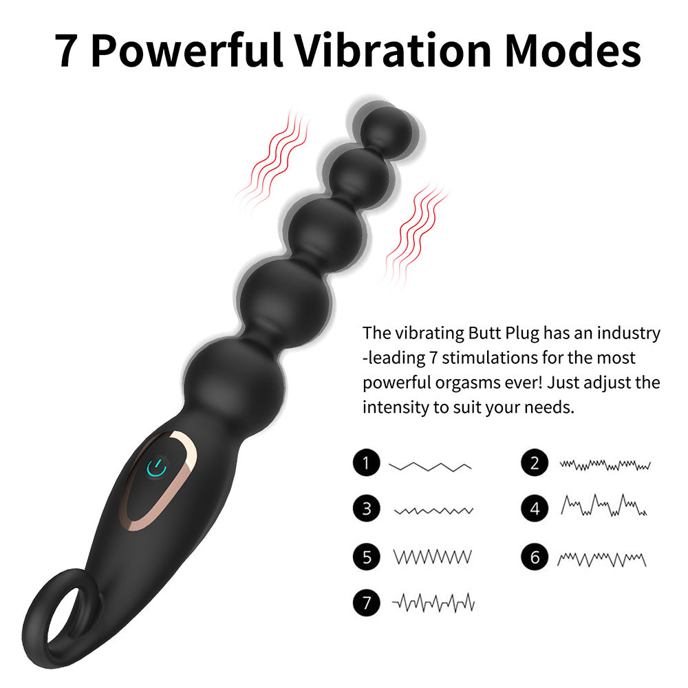 7 Frequency Vibration Anal Plug With Beads In The Back Chamber — product image 2