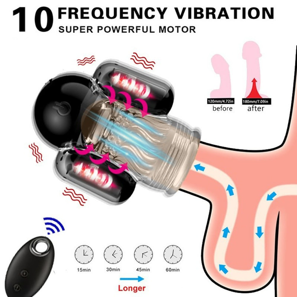 UltraWaveRobot 10 Vibration Male Stroker Dual Vibrating Egg with Remote Control Silicone Sex Toys for Men — product image 2