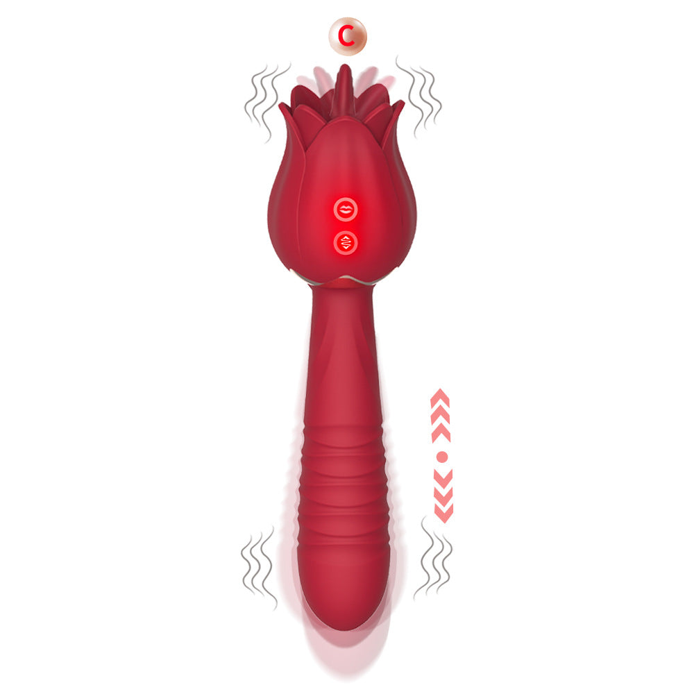 The Rose Vibrator for Women Tongue Licking Retractable Vibrating Egg – product view 9