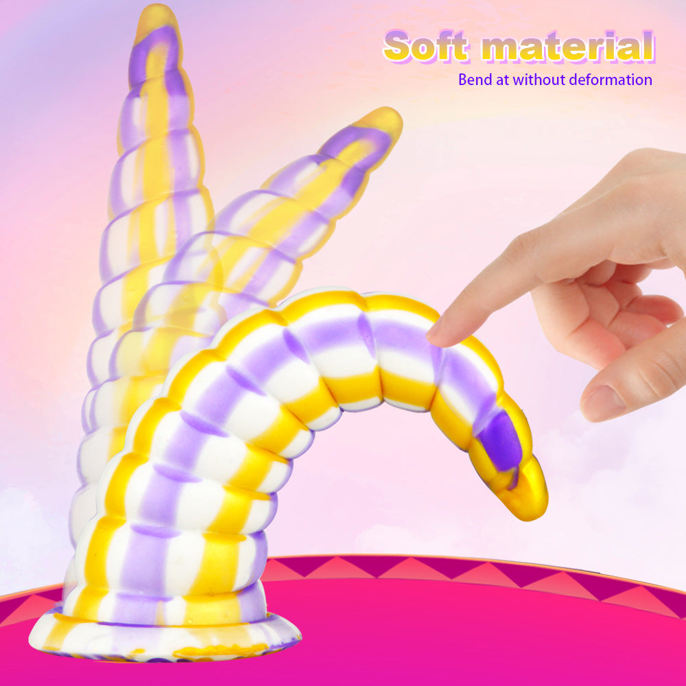 Colorful Threaded Silicone Special-Shaped Artificial Dildo – product view 4