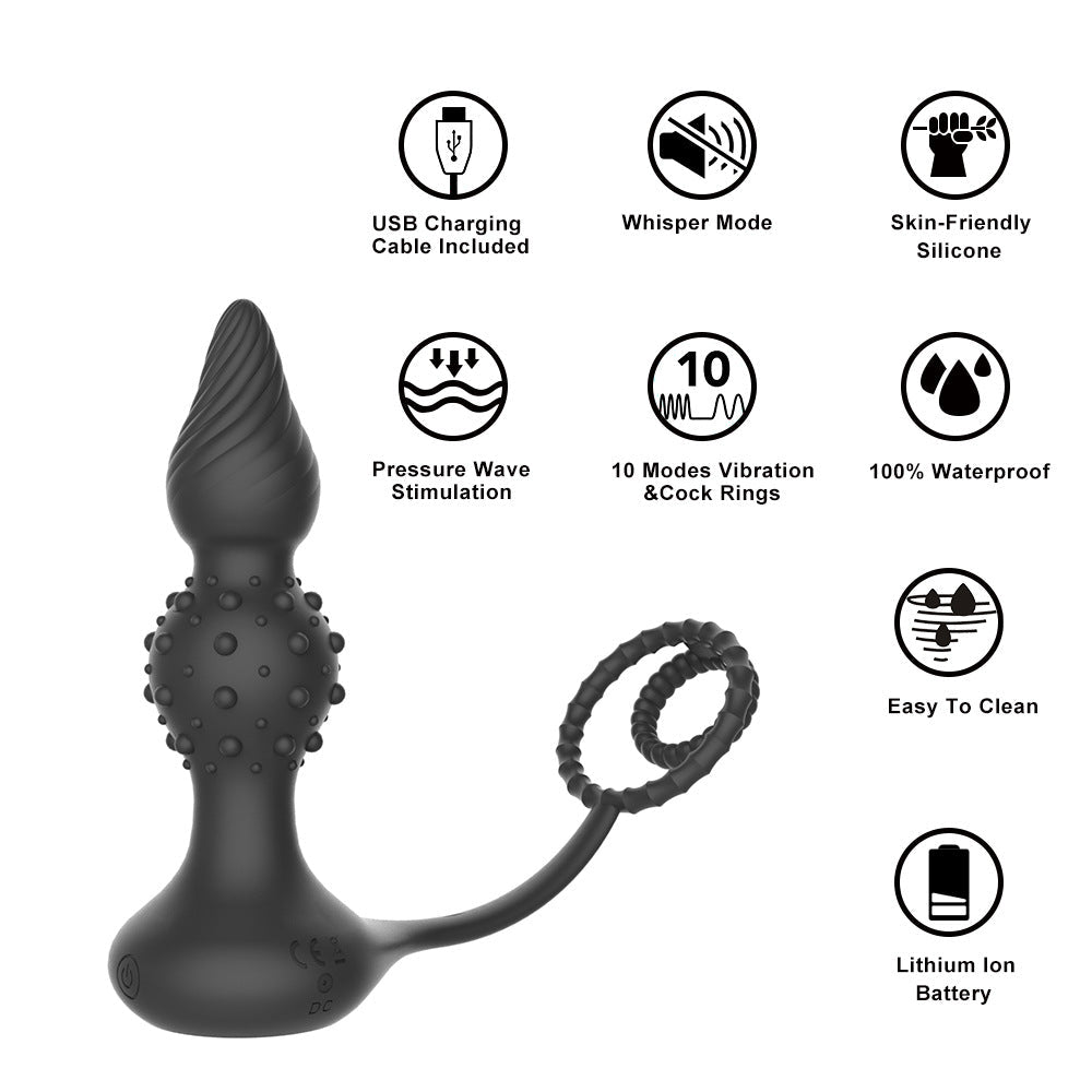 Remote Control Vibrating Anal Beads | Silicone Thrusting Butt Plug – product view 4