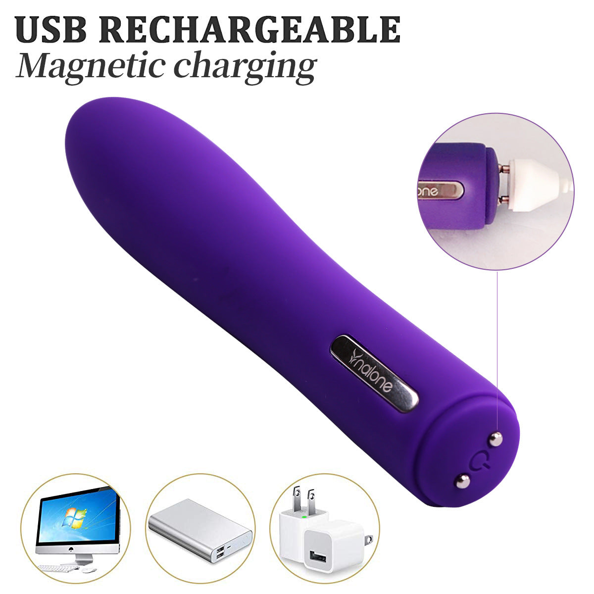 Silicone Massage Rechargeable AV Bullet Vibrator – product view 5