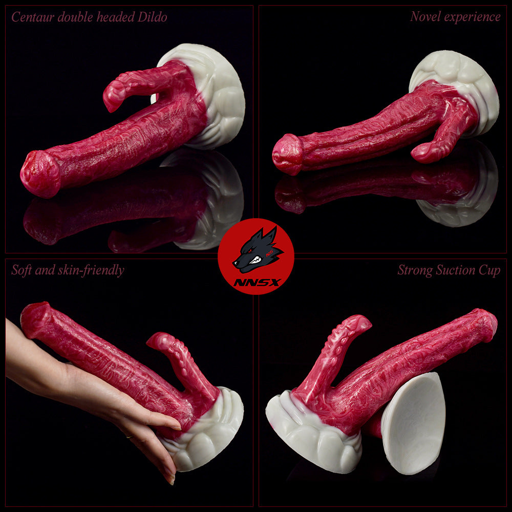 Simulated Alien-Shaped Female Penis Dual-Channel Silicone Dildo – product view 4
