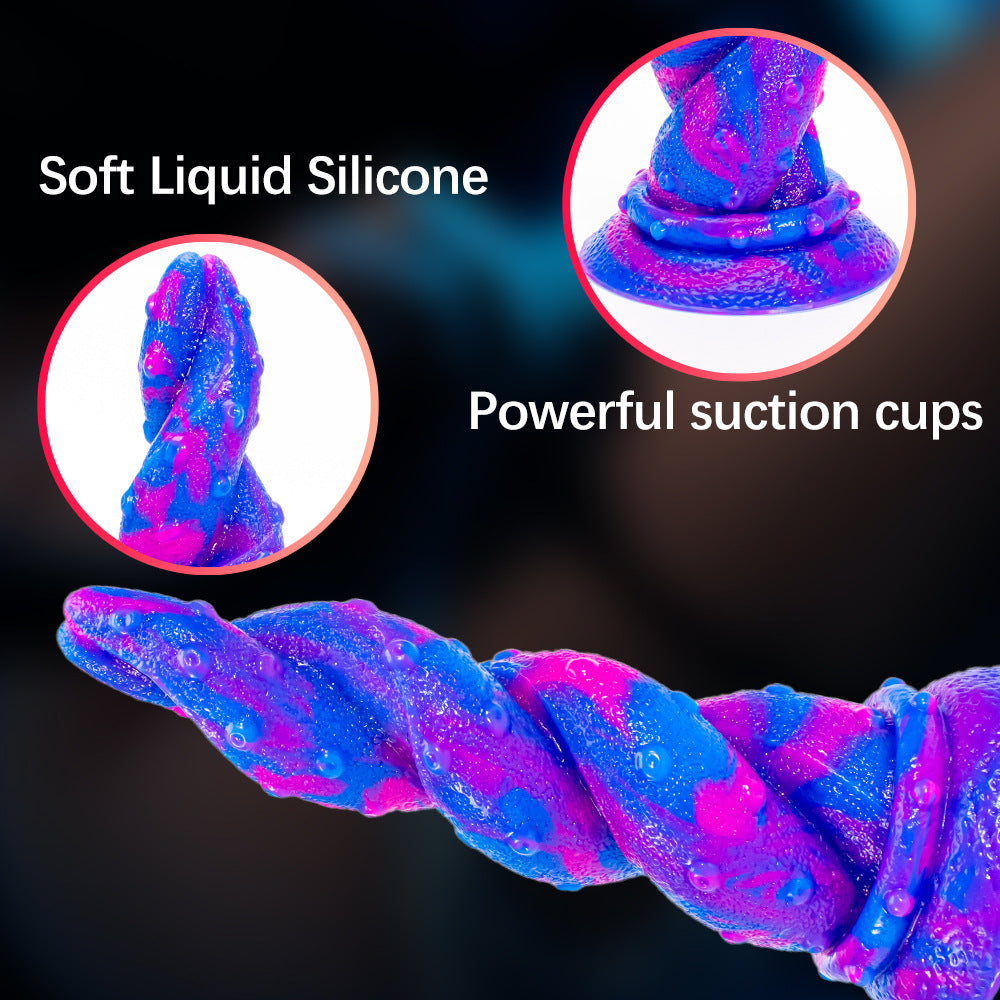 Special Shaped Mixed Color Liquid Silicone Manual Dildo – product view 2
