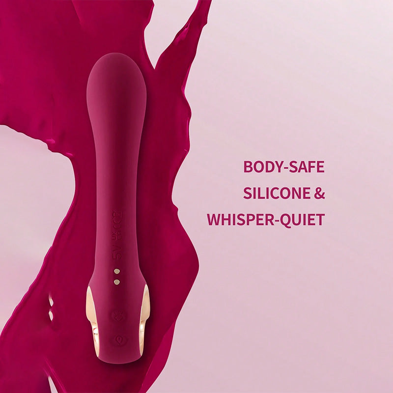 Burgundy Hand-Held Sucking Female Masturbation Vibrator – product view 5