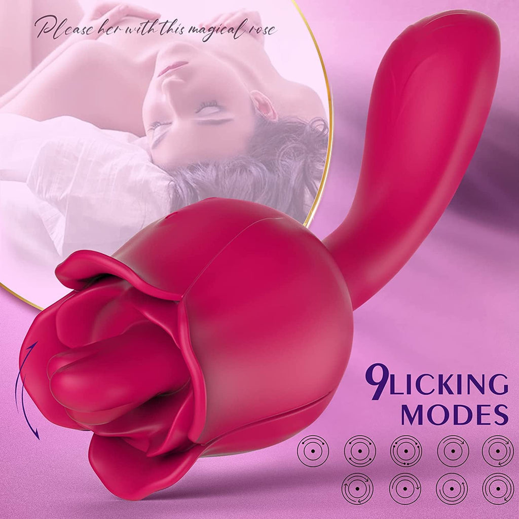 2 In 1 Rose Tongue Licking Female Vibrator – product view 4