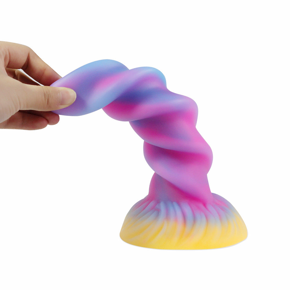 Mixed Color Luminous Spiral Silicone Dildo – product view 3