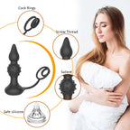 Remote Control Vibrating Anal Beads | Silicone Thrusting Butt Plug – product view 2