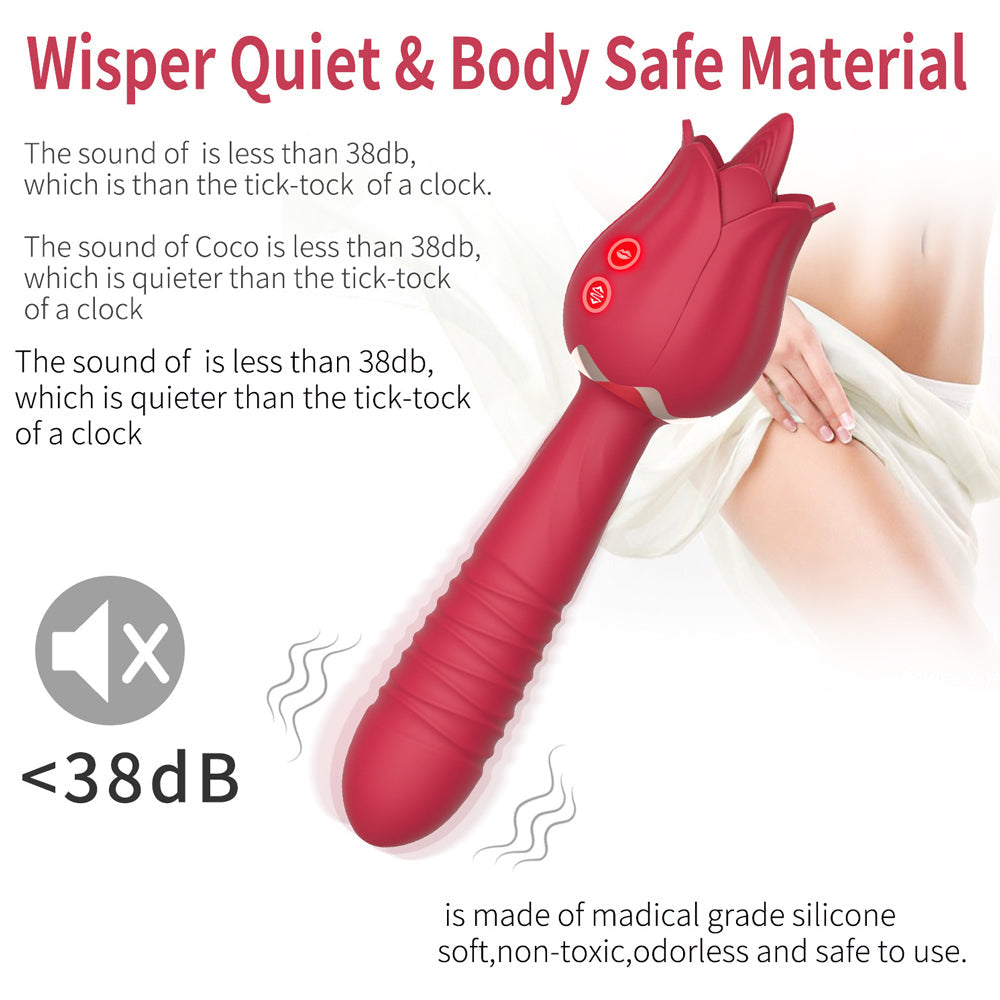 The Rose Vibrator for Women Tongue Licking Retractable Vibrating Egg – product view 3