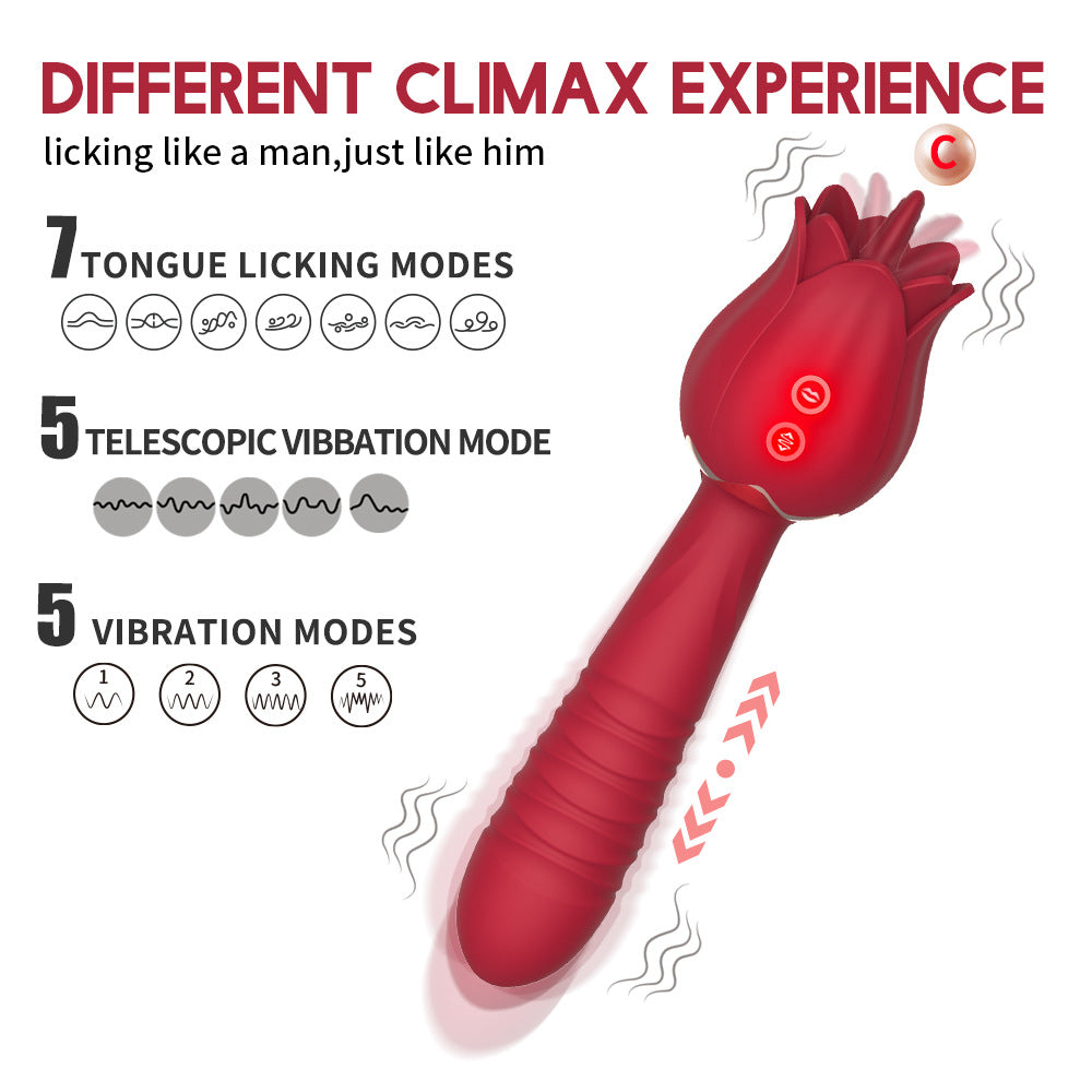 The Rose Vibrator for Women Tongue Licking Retractable Vibrating Egg – product view 4