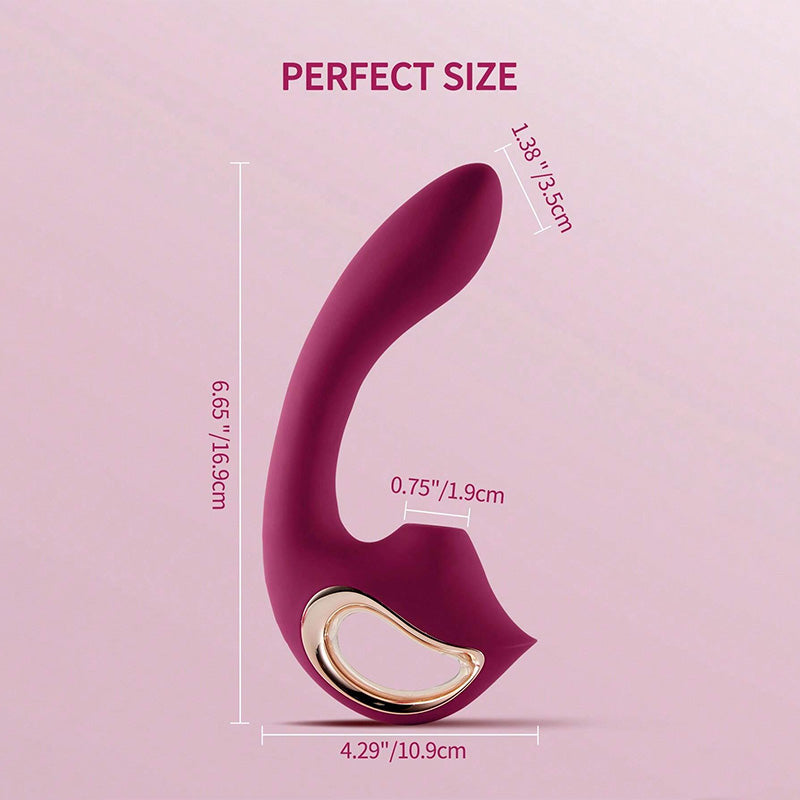 Burgundy Hand-Held Sucking Female Masturbation Vibrator – product view 6