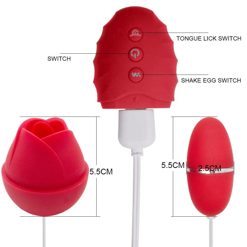 Double Tongue Licking Rose Vibrator Female Vibrating Egg – product view 4