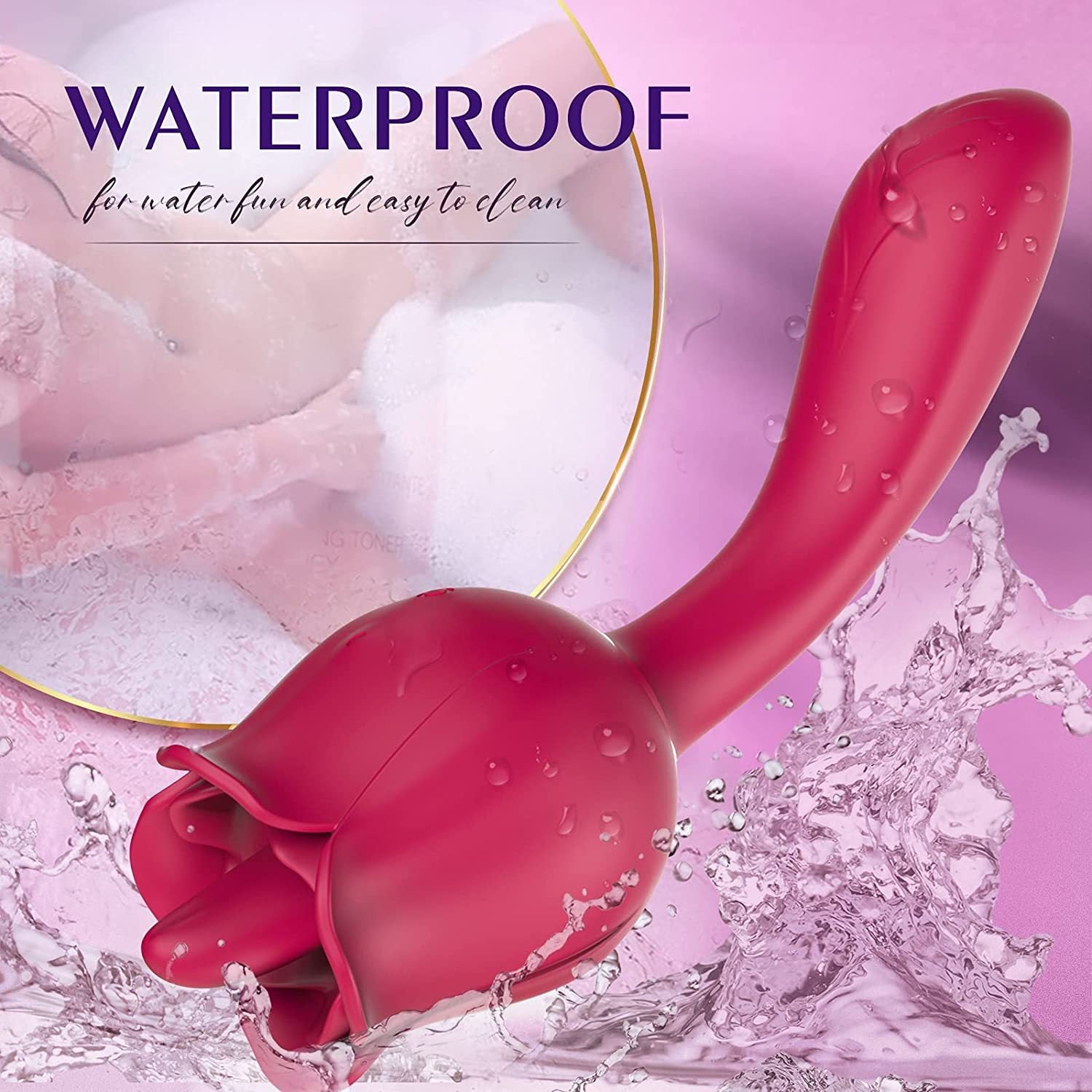 2 In 1 Rose Tongue Licking Female Vibrator – product view 6