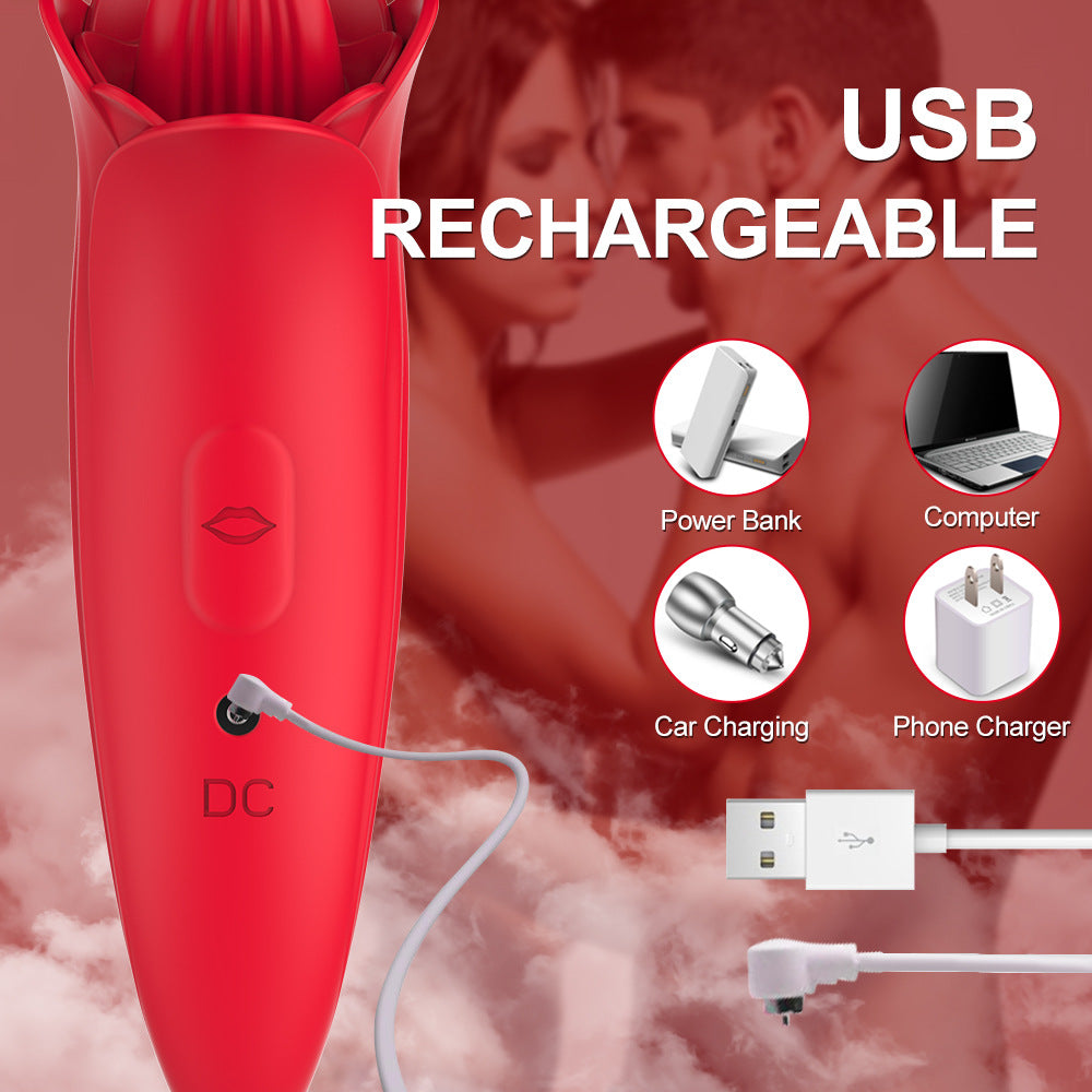 Rose Shaped Vibrating Tongue 5 Frequency Massage Rose Vibrator – product view 4
