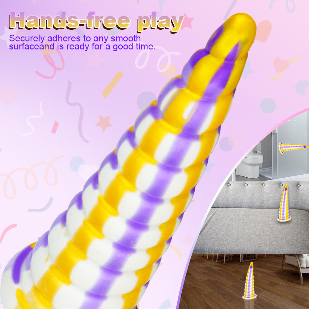 Colorful Threaded Silicone Special-Shaped Artificial Dildo – product view 2