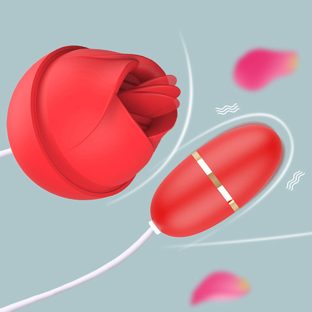 Double Tongue Licking Rose Vibrator Female Vibrating Egg – product view 2