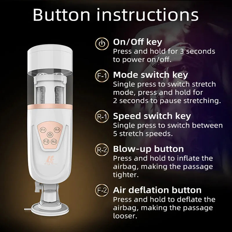 ThunderRush Automatic Telescopic Air Bag Men's Masturbation Cup with 10 Vibrations 5 Speeds 4d Channel with Suction Base – product view 7