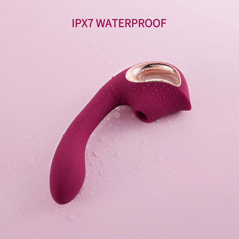 Burgundy Hand-Held Sucking Female Masturbation Vibrator – product view 4