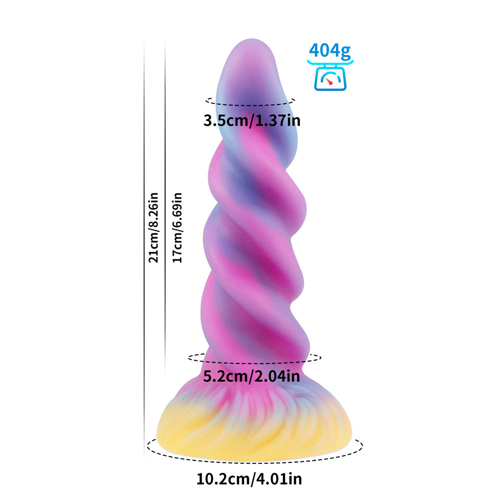 Mixed Color Luminous Spiral Silicone Dildo – product view 5