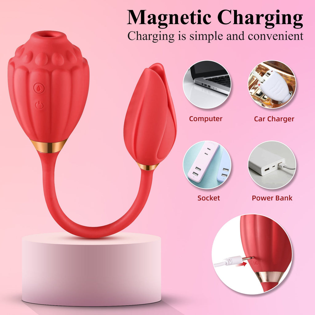 Red Rose Vibrator - 10 Frequency Vibrating Suction with Vibrating Egg – product view 5