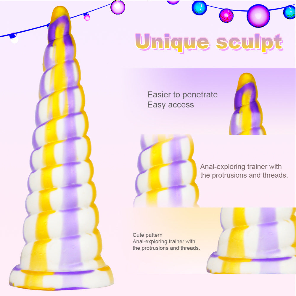 Colorful Threaded Silicone Special-Shaped Artificial Dildo – product view 5