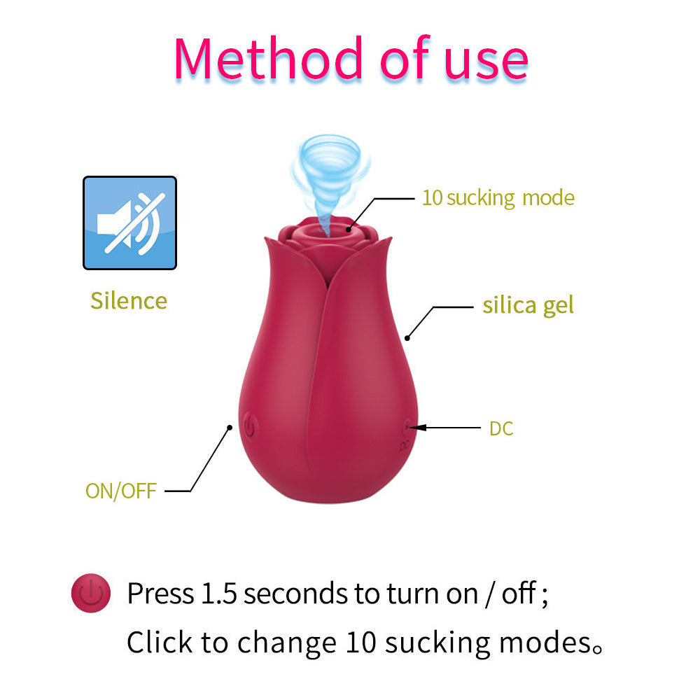 Female Masturbation Rose Vibrator | Vibrating Suction Rose Sex Toys – product view 2