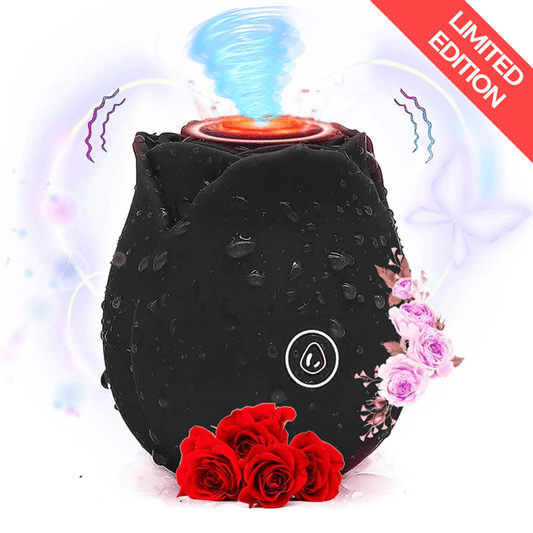 Ebony Bliss - Original Rose Toy Limited Edition - rose suction vibrator featuring app controlled, waterproof, quiet