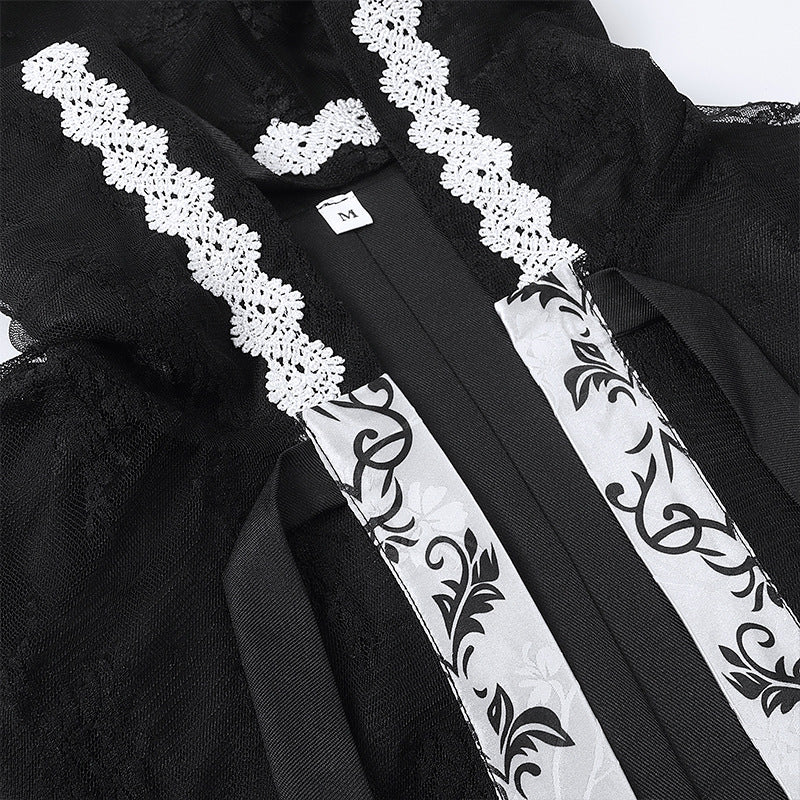 Halloween Party Medieval Lace Cape Gothic Long Hooded Cloak – product view 9
