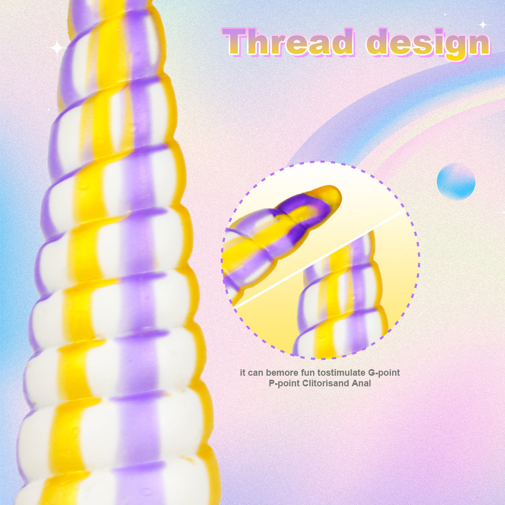 Colorful Threaded Silicone Special-Shaped Artificial Dildo – product view 6
