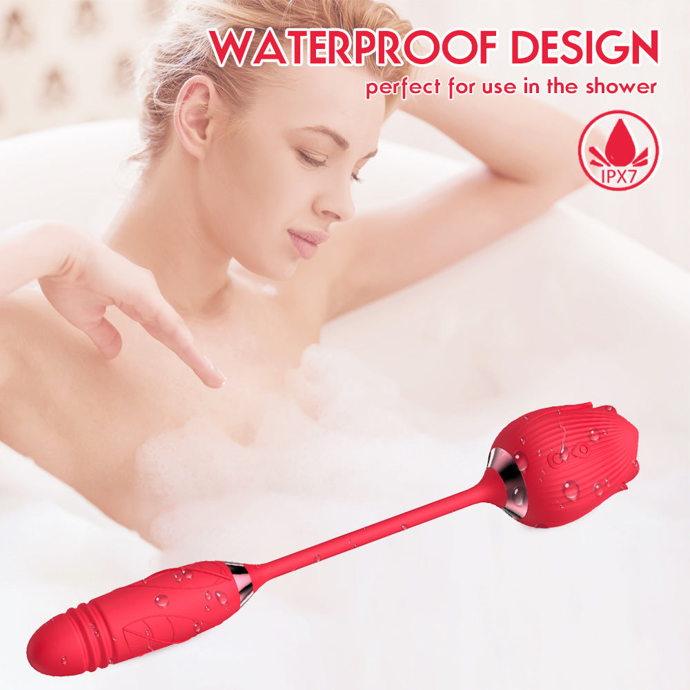 Rose Vibrator With Bullet Tongue – product view 3