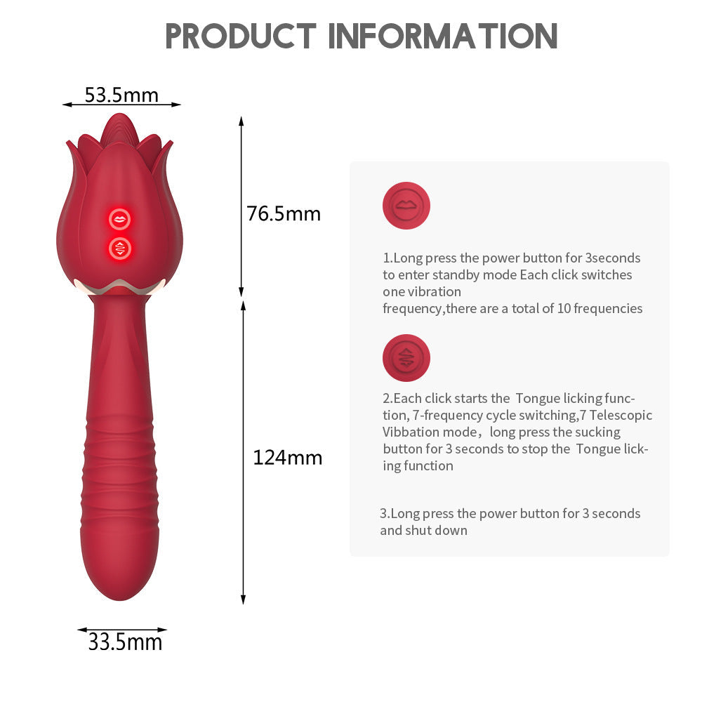 The Rose Vibrator for Women Tongue Licking Retractable Vibrating Egg – product view 7