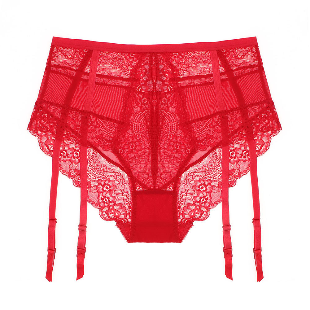 High Waist Sexy Transparent Lace Panties Garter Belt – product view 2