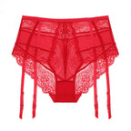 High Waist Sexy Transparent Lace Panties Garter Belt – product view 2
