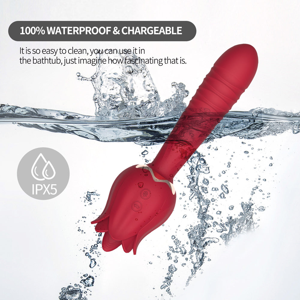 The Rose Vibrator for Women Tongue Licking Retractable Vibrating Egg – product view 5