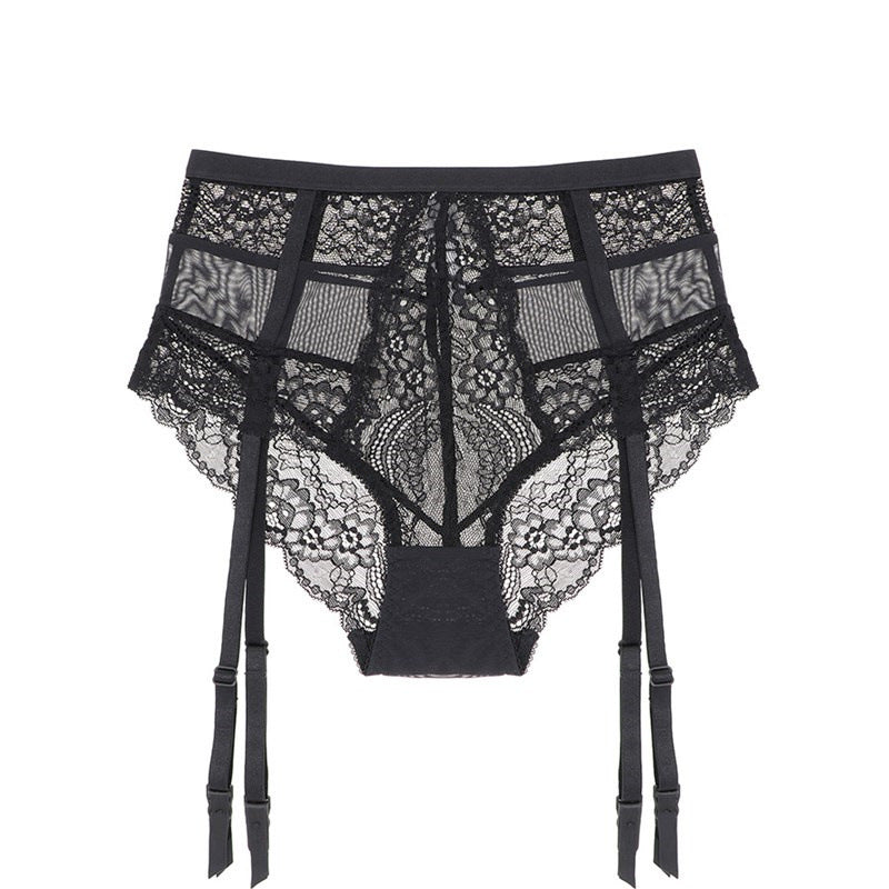 High Waist Sexy Transparent Lace Panties Garter Belt – product view 6