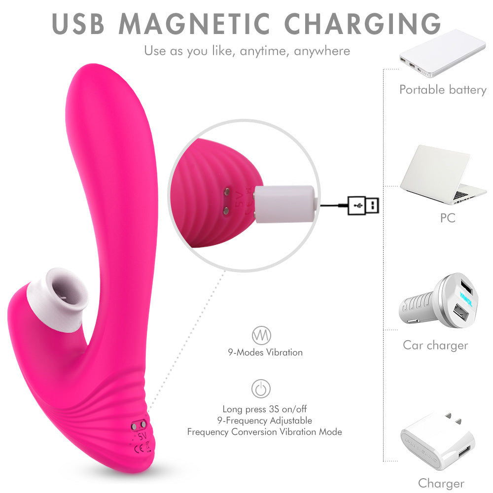 Sucking Vibrating Dildo - Female Vibrator with Vibrating Suction – product view 2