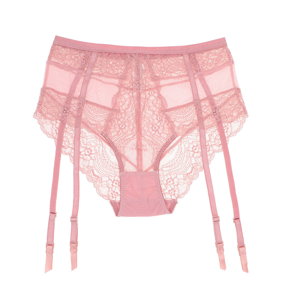High Waist Sexy Transparent Lace Panties Garter Belt – product view 5