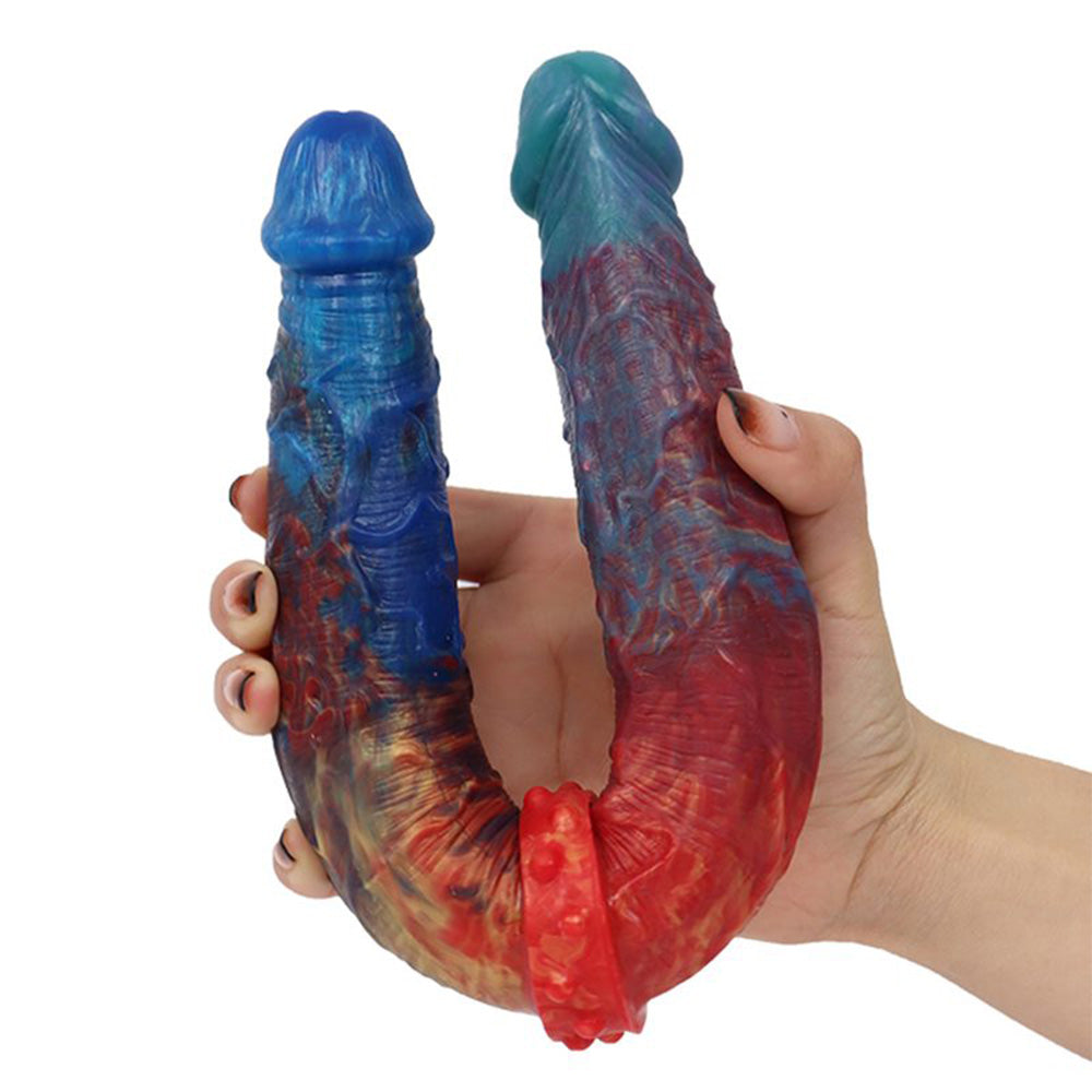 Colorful Double-Ended Liquid Silicone Anal Plug Dildo – product view 3