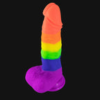 Rainbow Dildo | Silicone Suction Cups Allovers Thrusting Dildo – product view 10