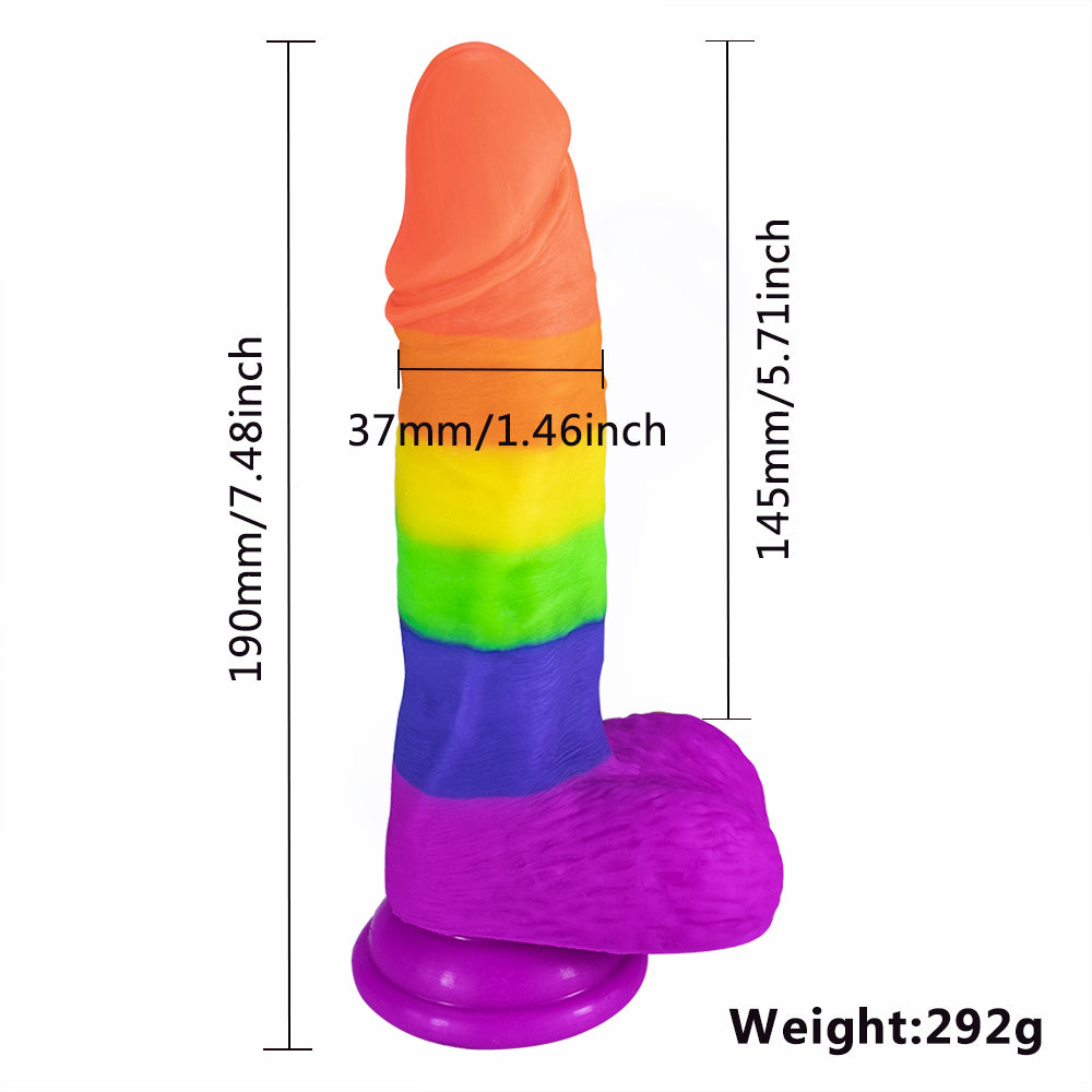 Rainbow Dildo | Silicone Suction Cups Allovers Thrusting Dildo – product view 5