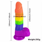 Rainbow Dildo | Silicone Suction Cups Allovers Thrusting Dildo – product view 5